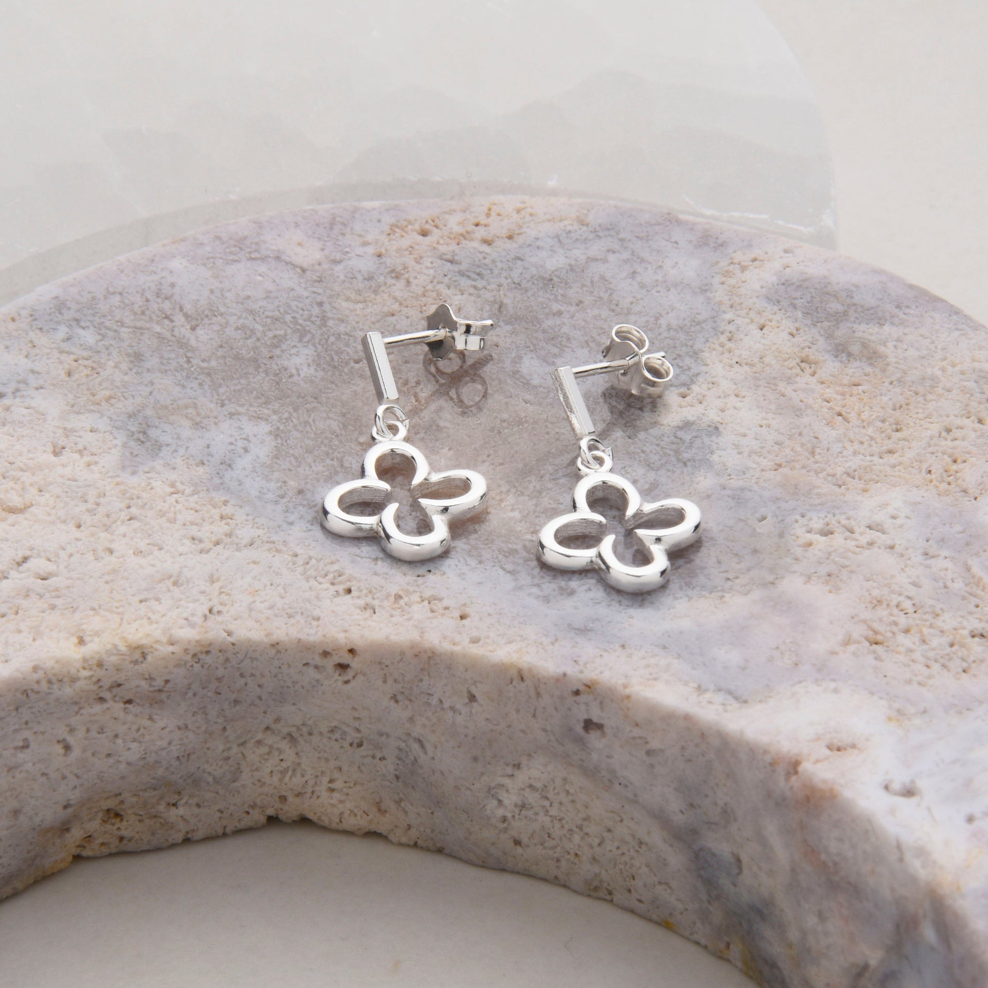 Clover Drop Earrings Sterling Silver