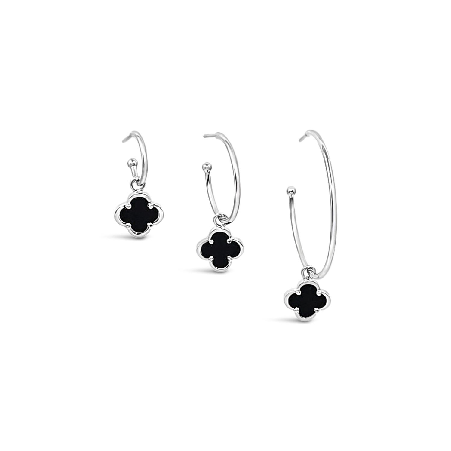 Clover Hoop Set Thirty Five Mm - Black Agate