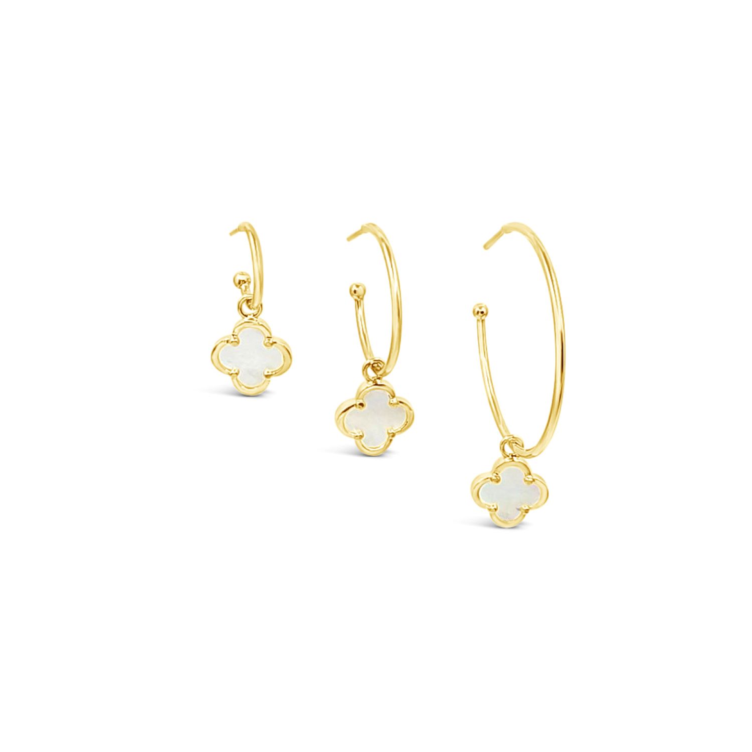 Clover Hoop Set Thirty Five Mm - Mother Of Pearl-Gold