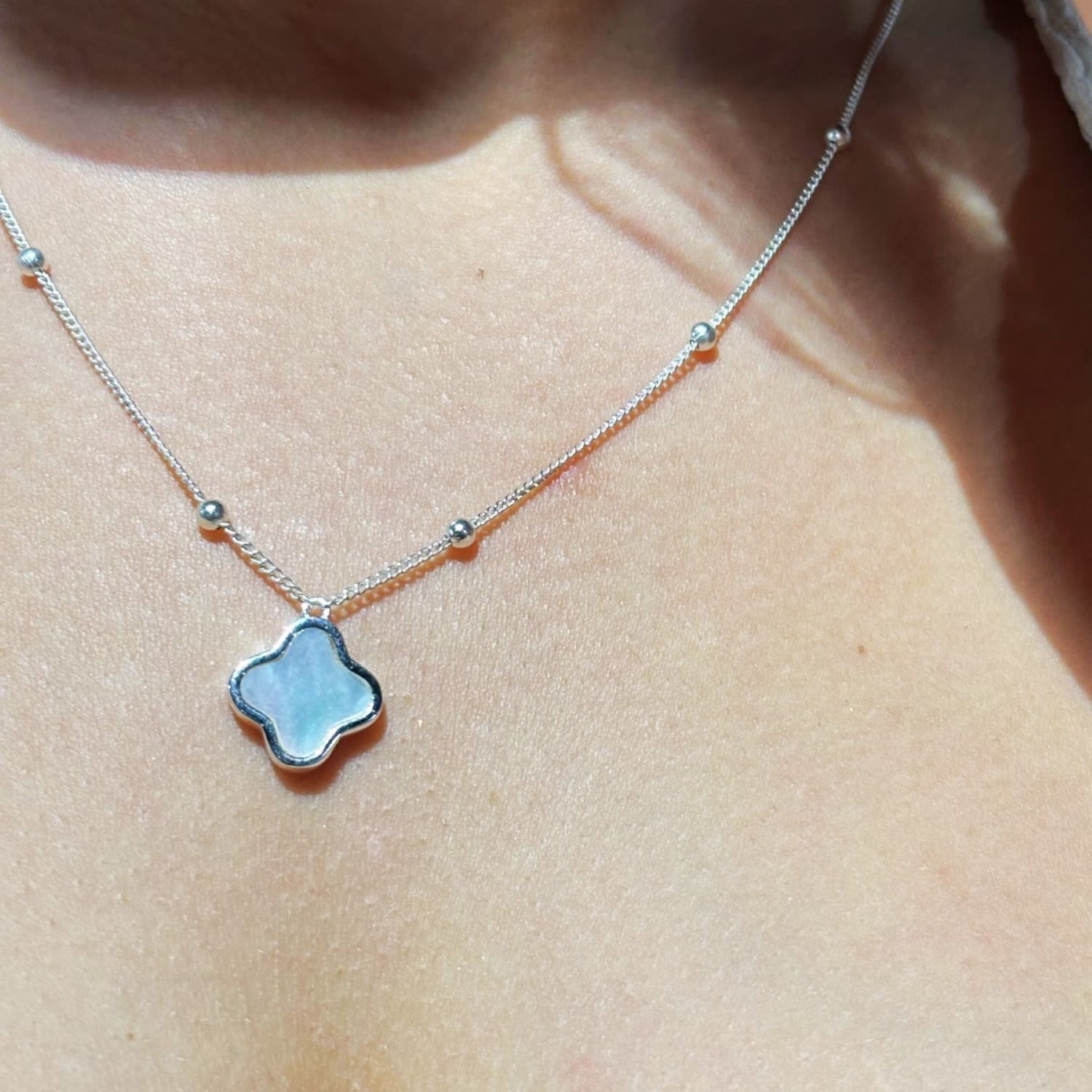 Clover Necklace Silver Mother Of Pearl