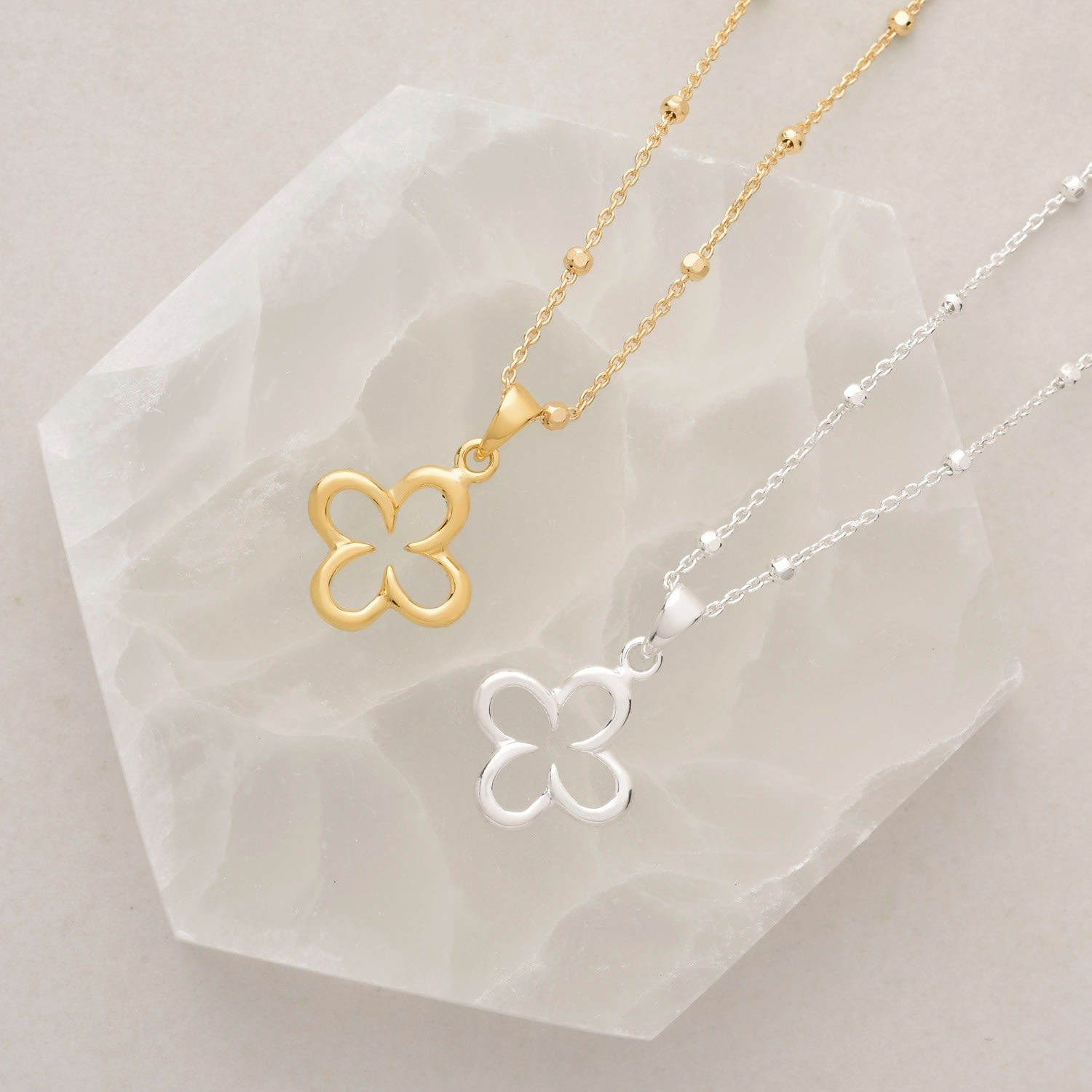 Clover Necklace Gold Plated Sterling Silver