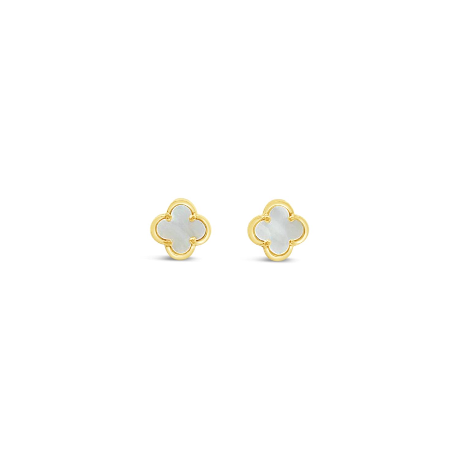 Clover Stud Earring Eight Mm - Mother Of Pearl - Gold