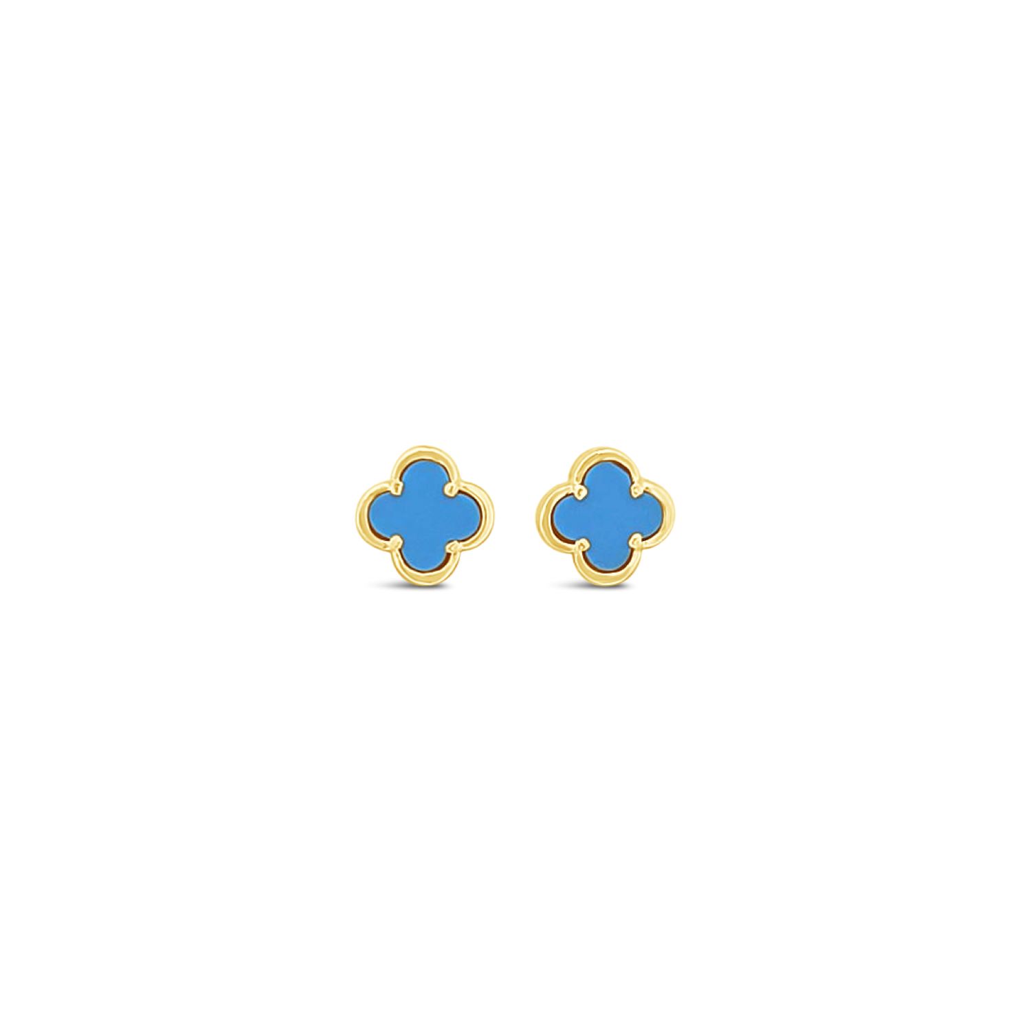 Clover Stud Earring Eight Mm - Turquoise -Gold