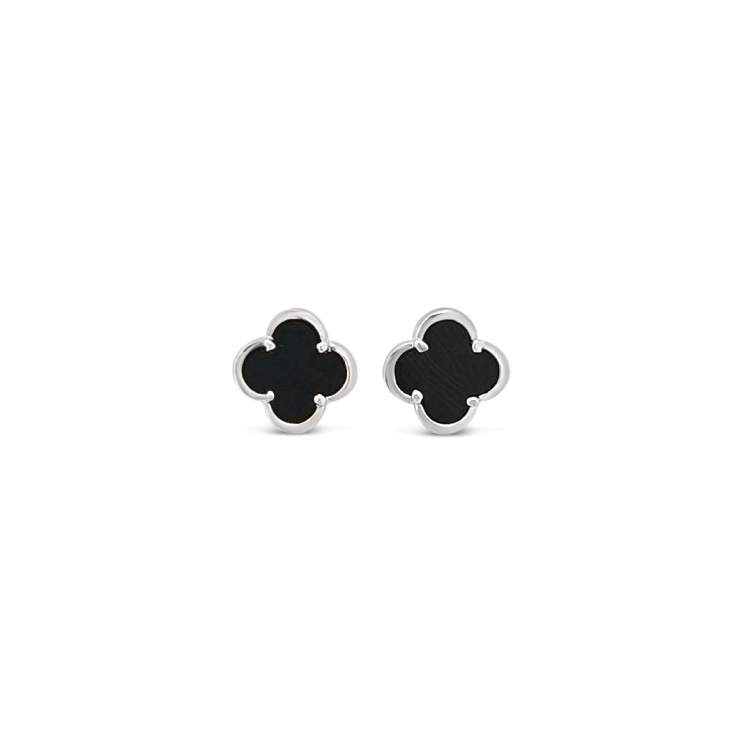 Clover Stud Earring Ten Mm -Black Agate