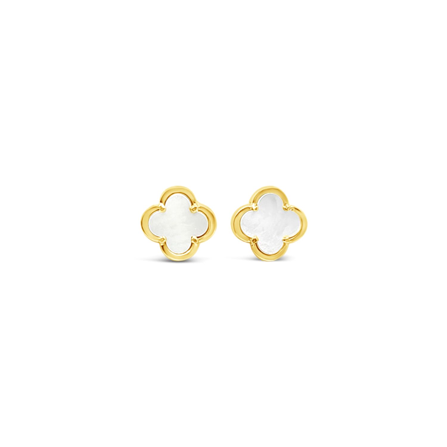 Clover Stud Earring Ten Mm - Mother Of Pearl - Gold