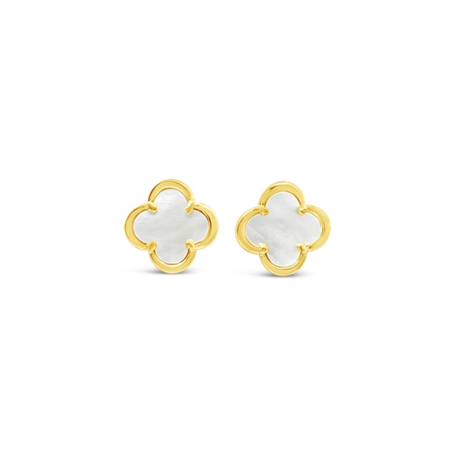 Clover Stud Earring Twelve Mm - Mother Of Pearl - Gold