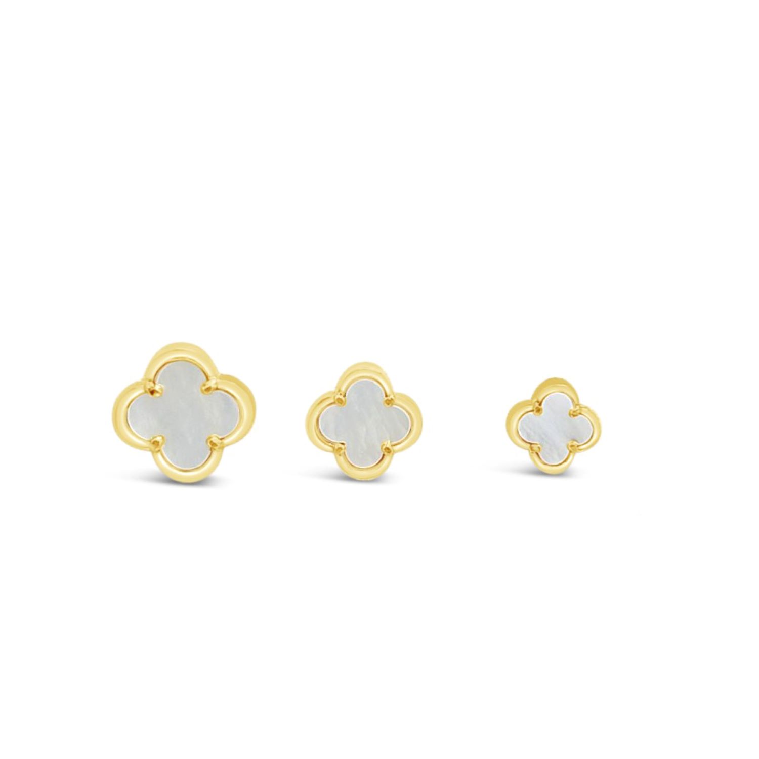 Clover Stud Earring Ten Mm - Mother Of Pearl - Gold