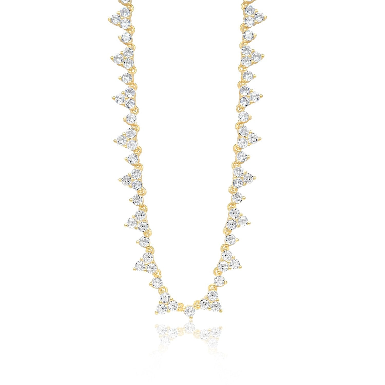 Cluster Tennis Necklace- Gold