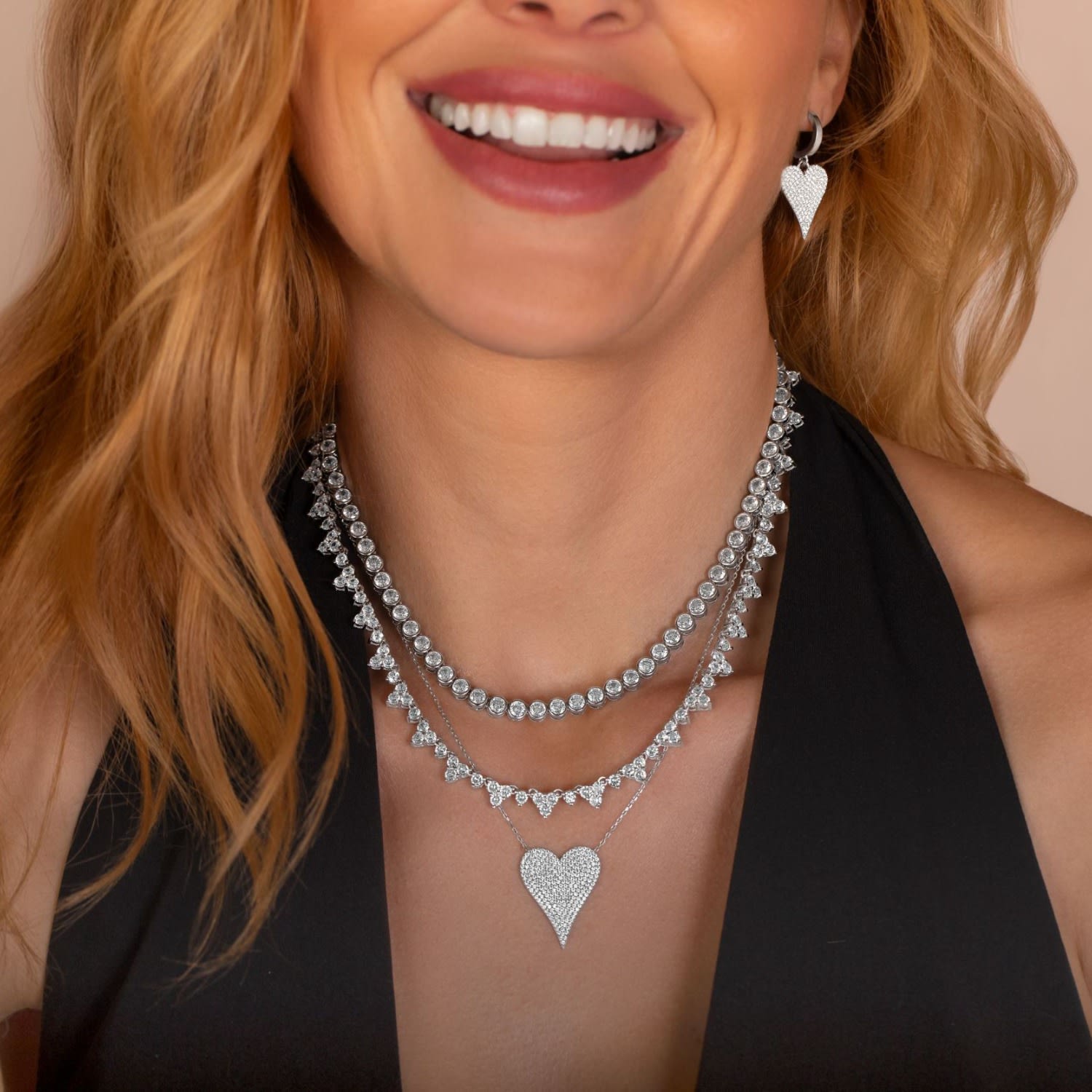 Cluster Tennis Necklace- Silver