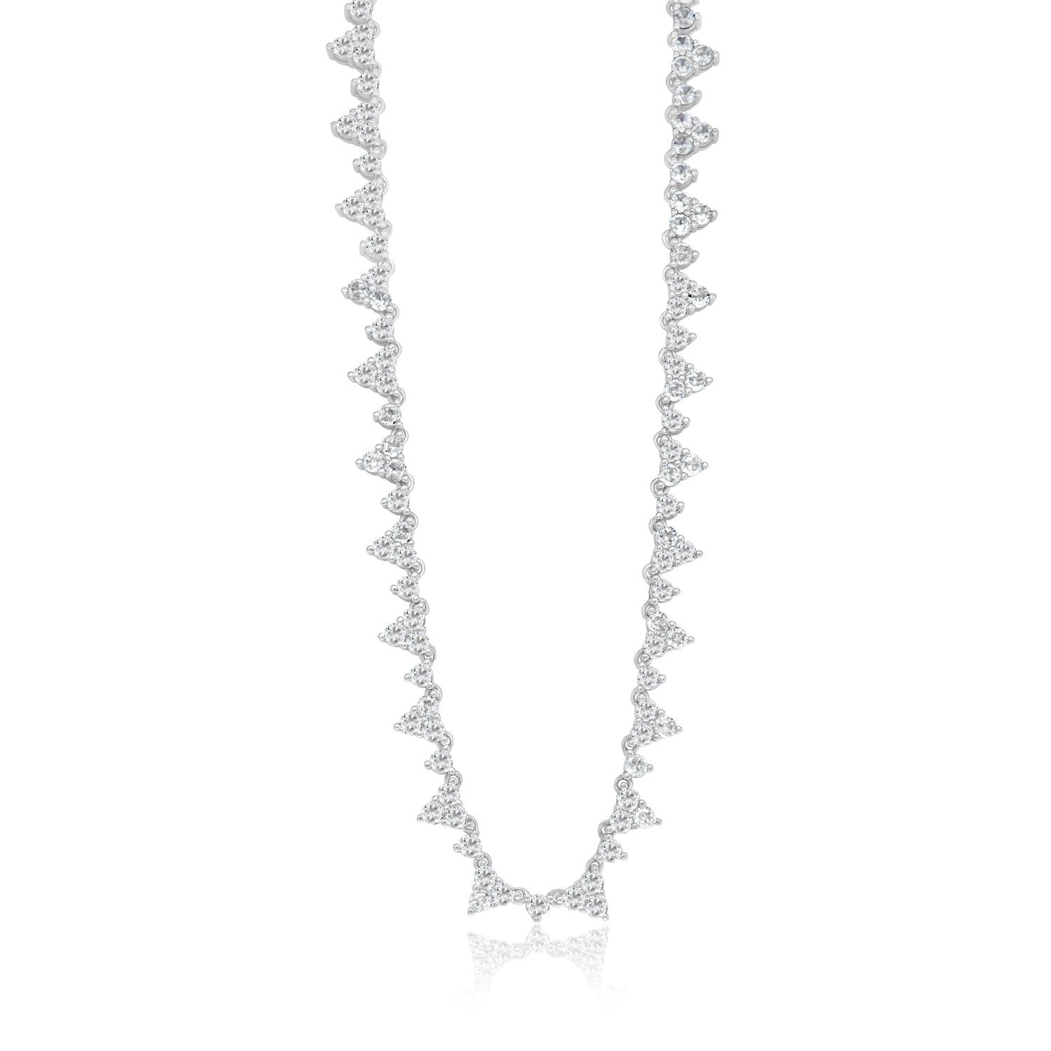 Cluster Tennis Necklace- Silver