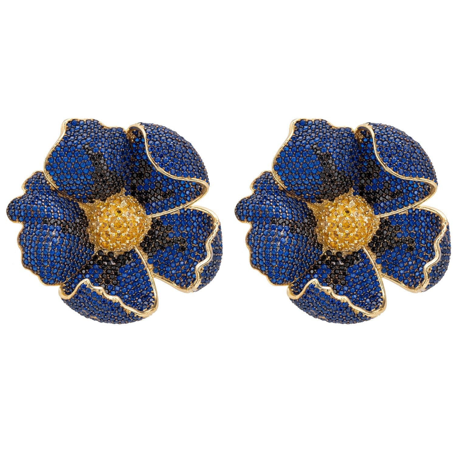 Poppy Sapphire Blue Earrings Gold