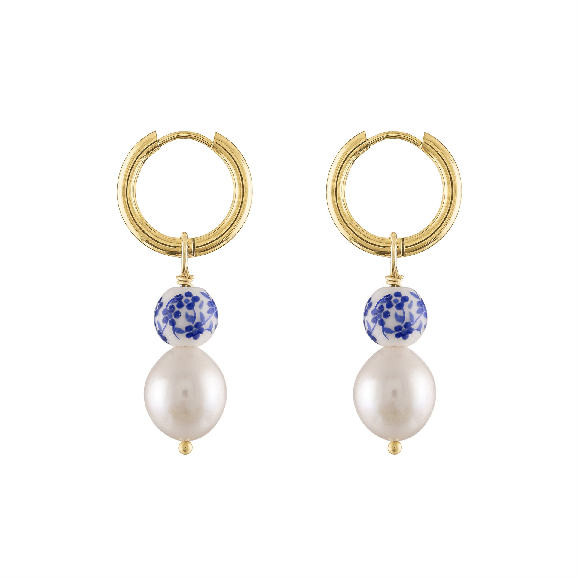 Liya Pearl Painted Bead Hoop Earrings