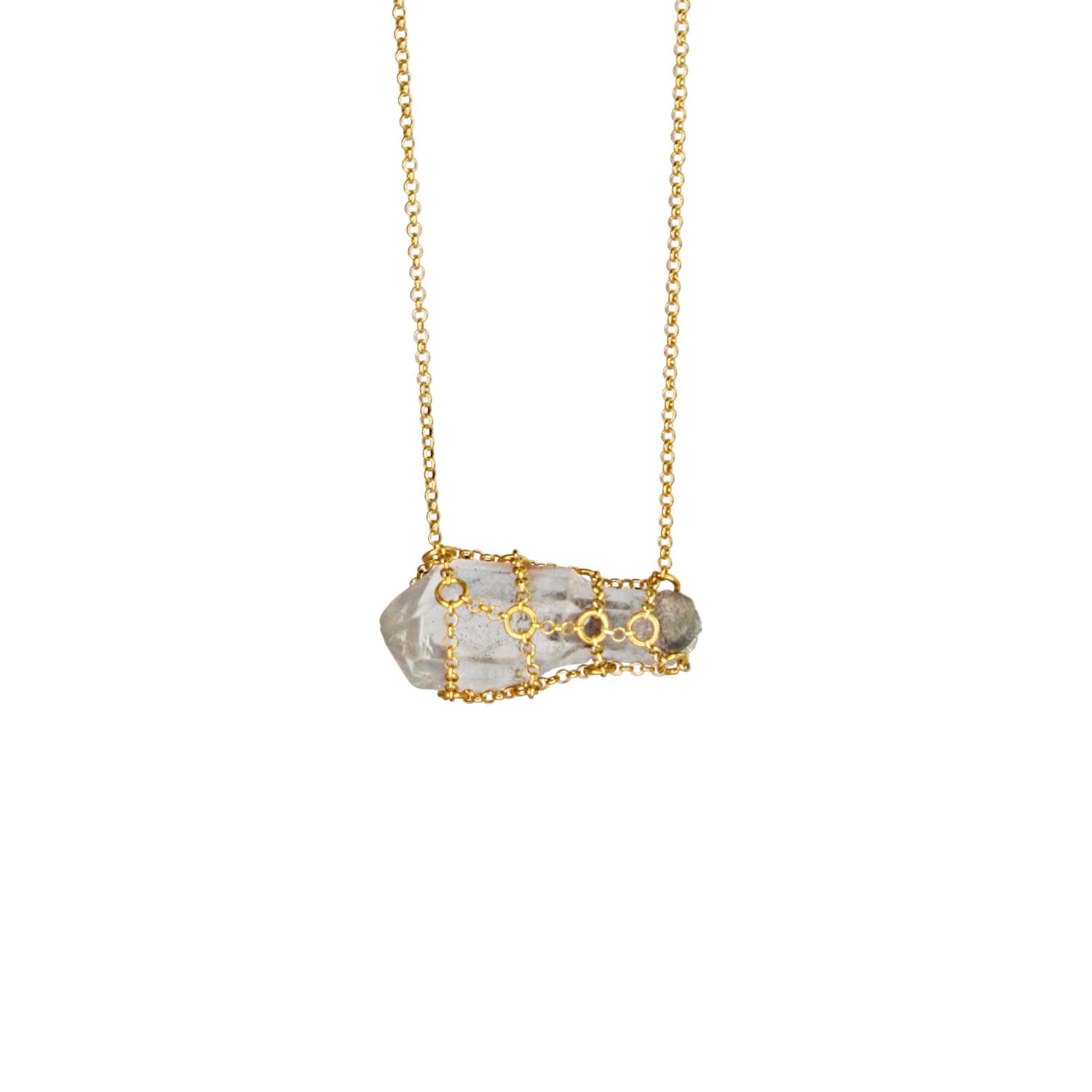Caged Quartz Gemstone Necklace