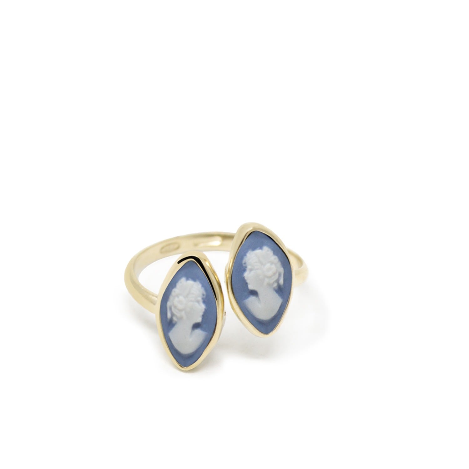 Mariana Gold-Plated Sky Blue Cameo Ring
