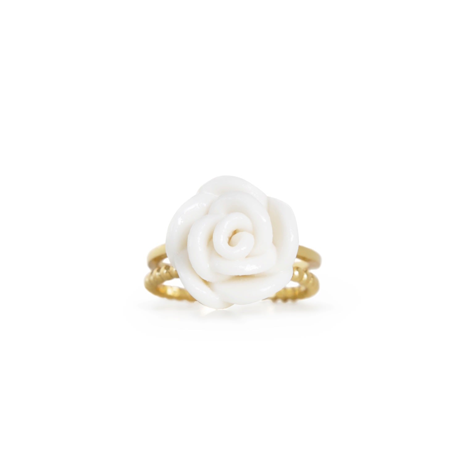 White Cloud Porcelain Rose Ring