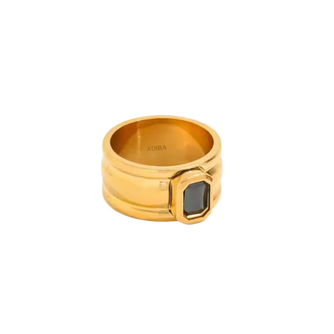 Coal Black Gold Plated Stainless Steel Chunky Ring