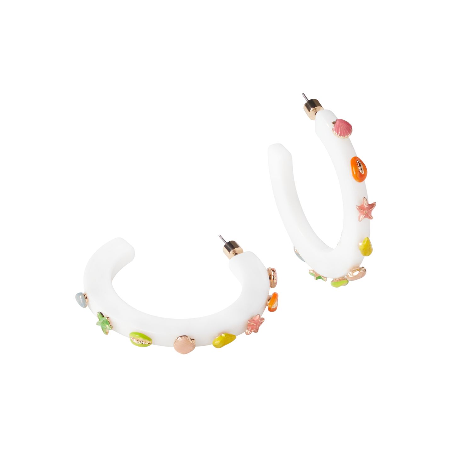 Coastal Large Jewel Hoop - White Multicolor