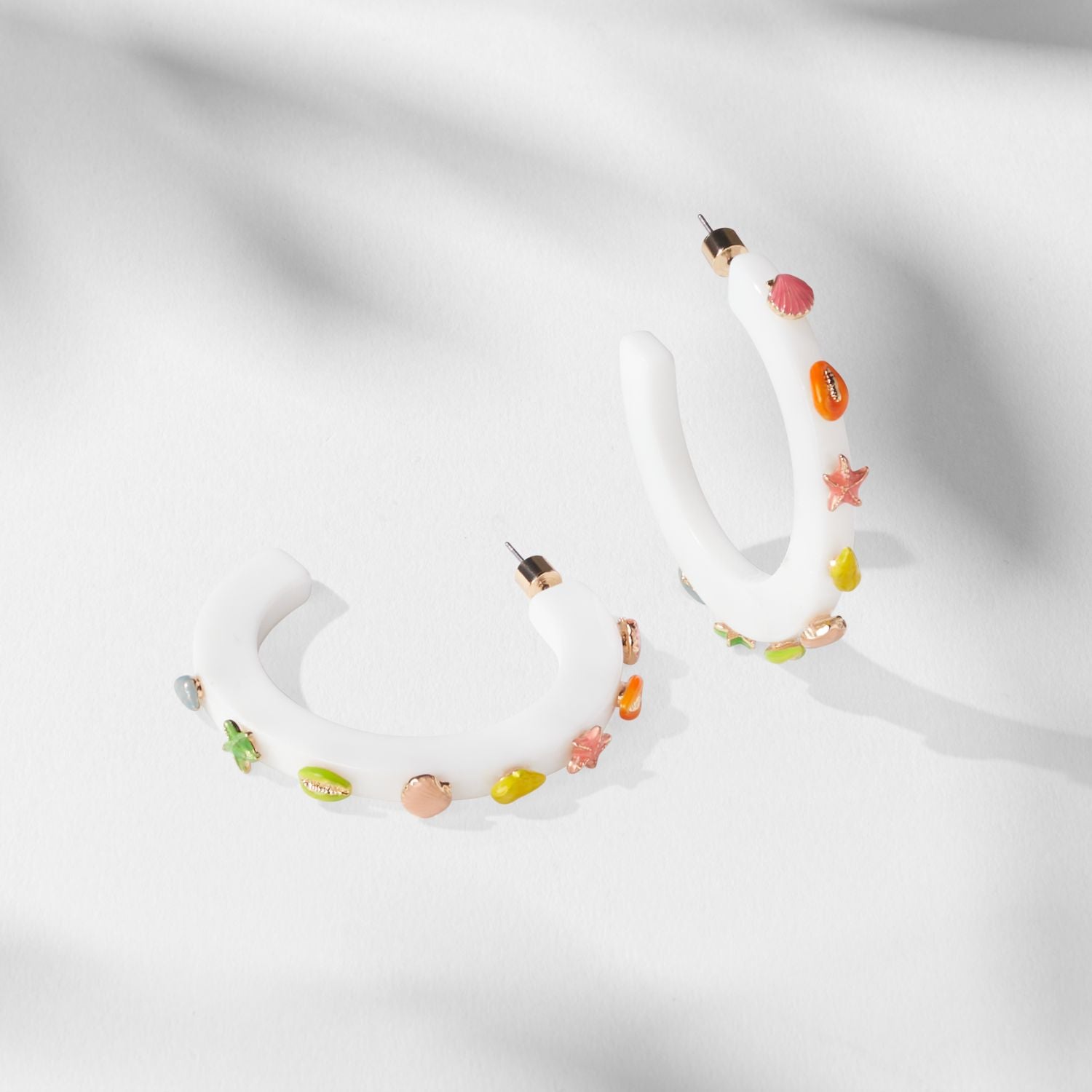 Coastal Large Jewel Hoop - White Multicolor