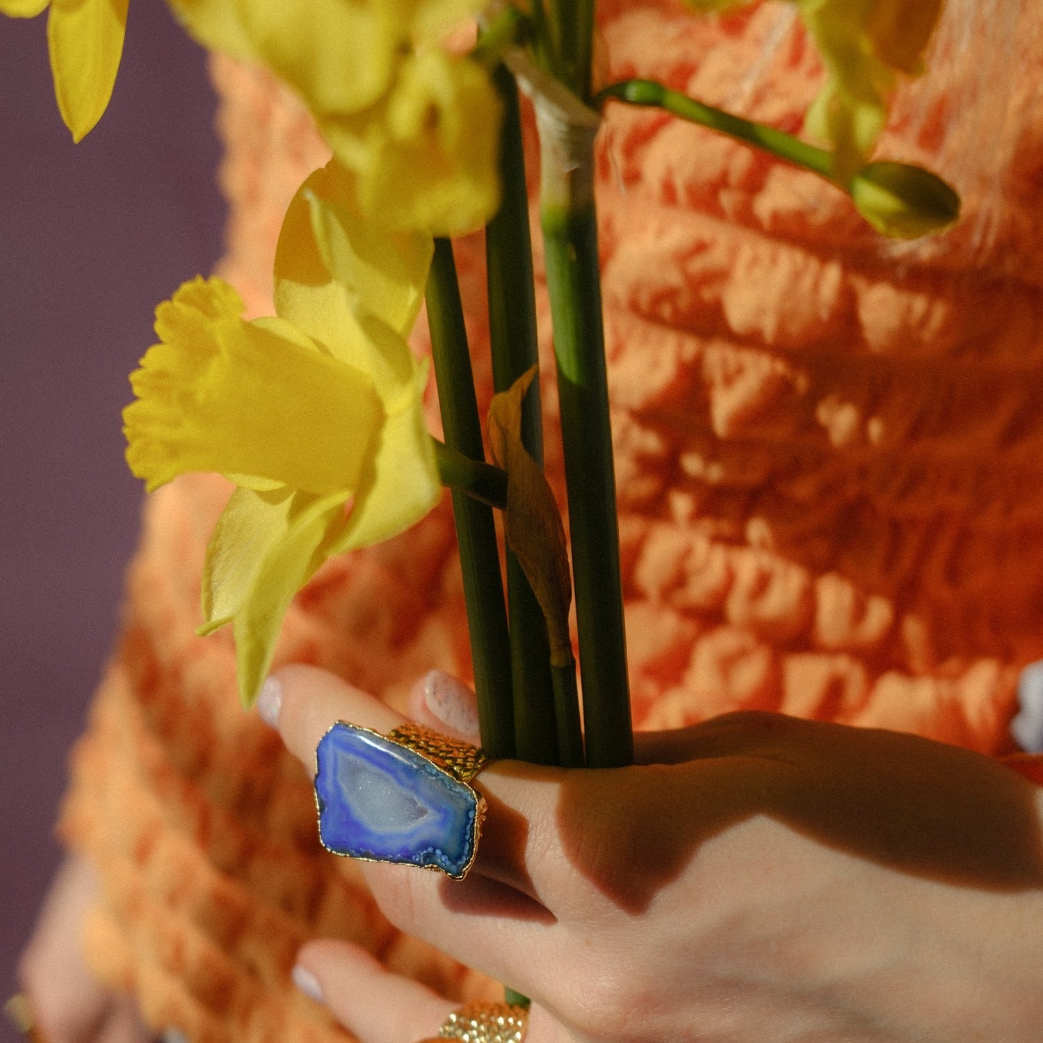 Cobalt Blue Mega Gemstone Gold Adjustable Ring