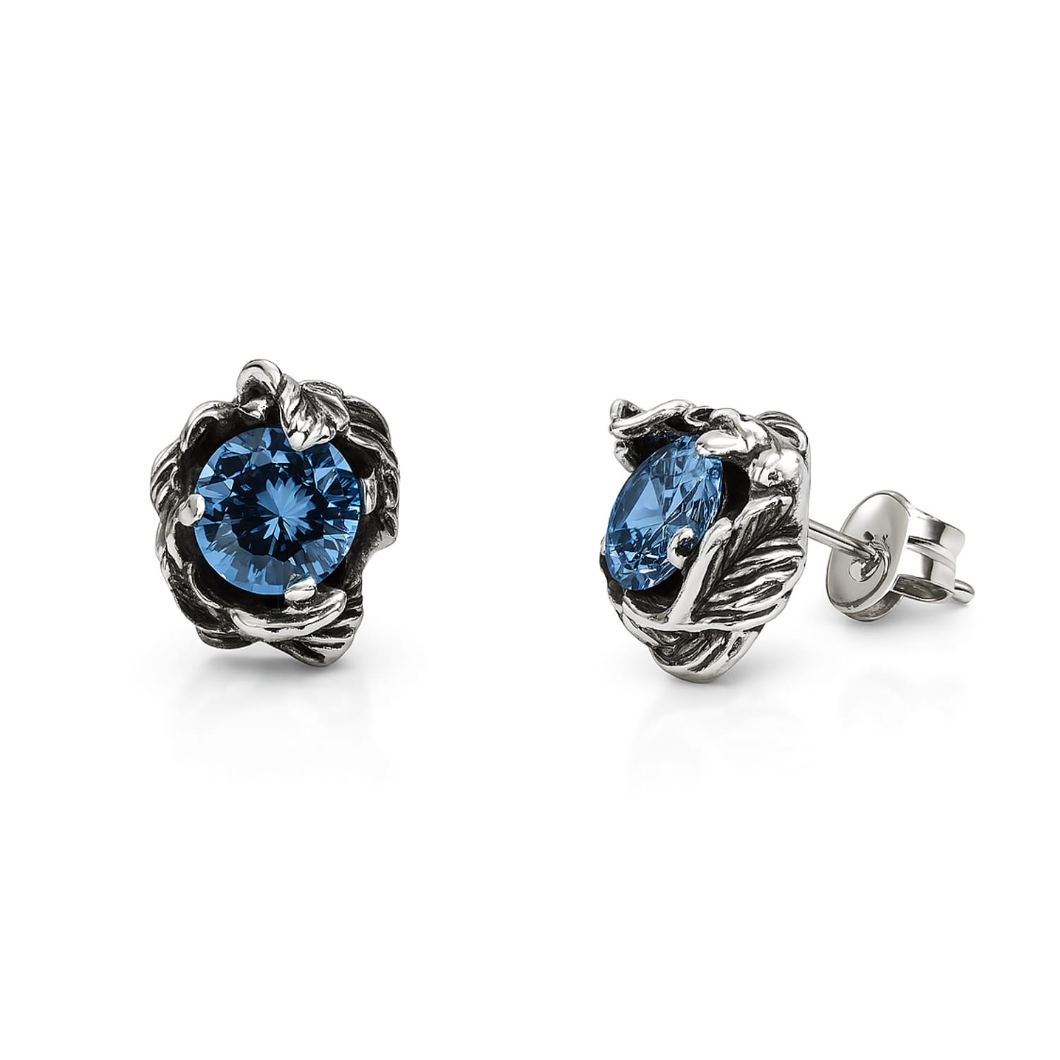 Coleus Circulus Earrings Silver With Royal Blue Zirconia