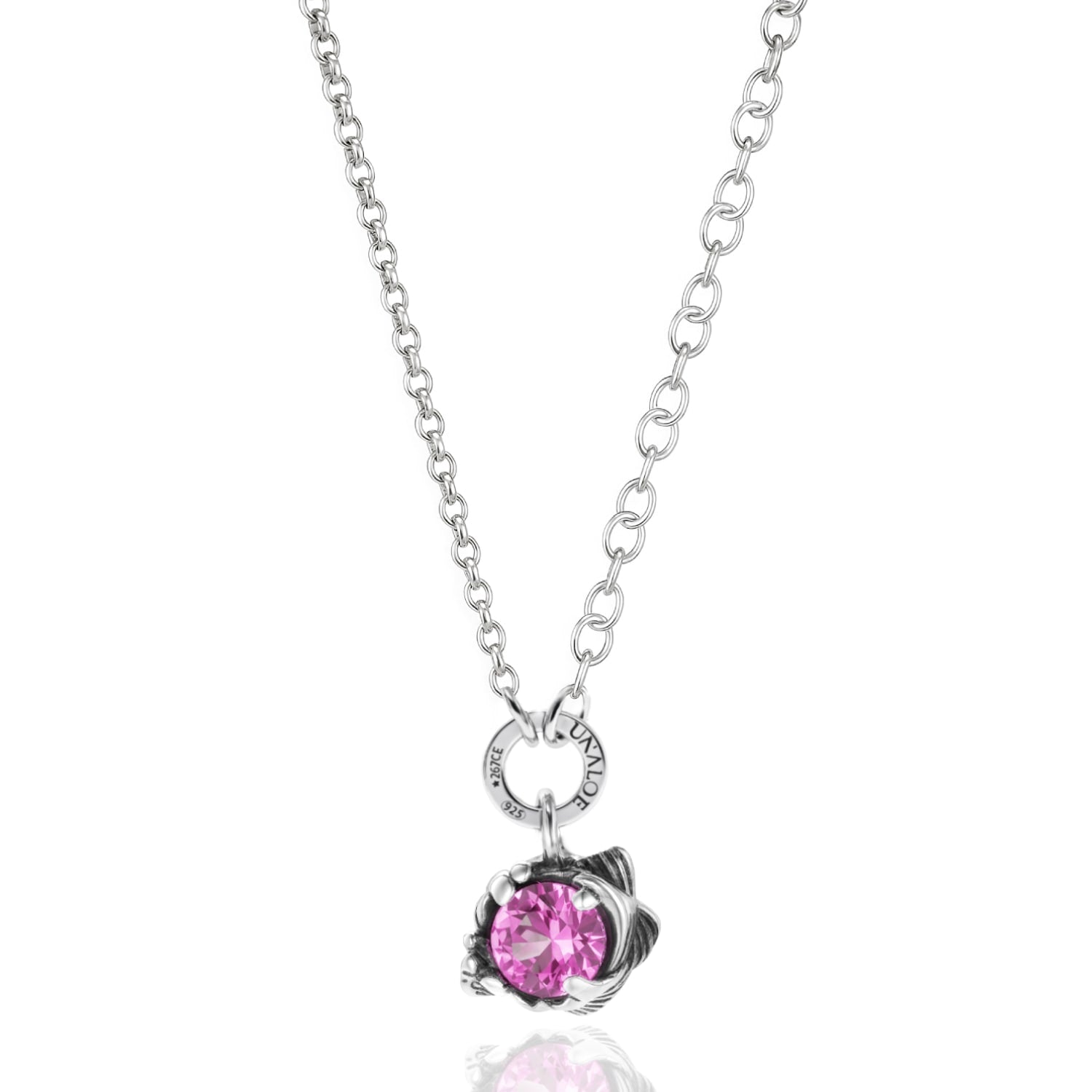 Coleus Circulus Necklace Silver With Pink Zirconia - Elegant Women's Jewelry