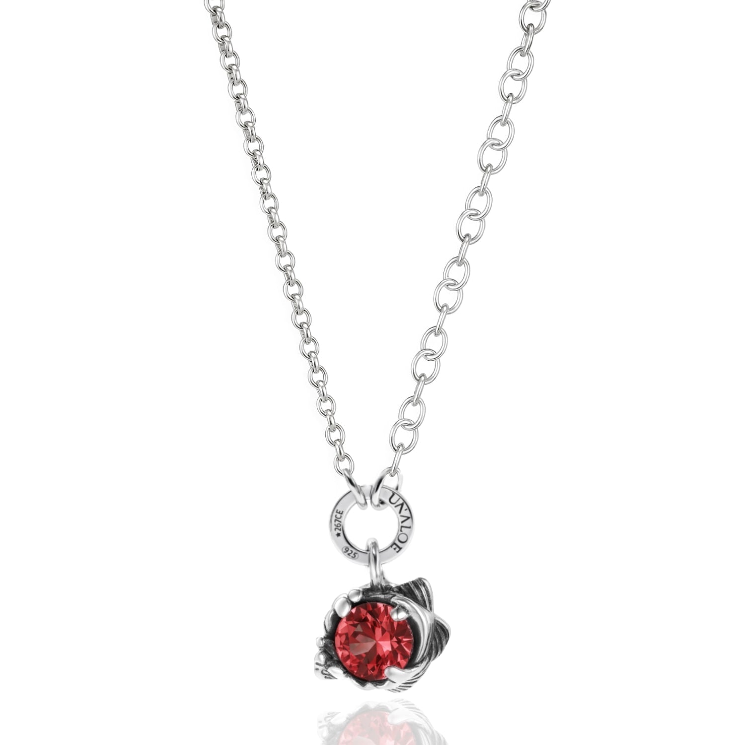 Coleus Circulus Necklace Silver With Red Zirconia - Elegant Women's Jewelry