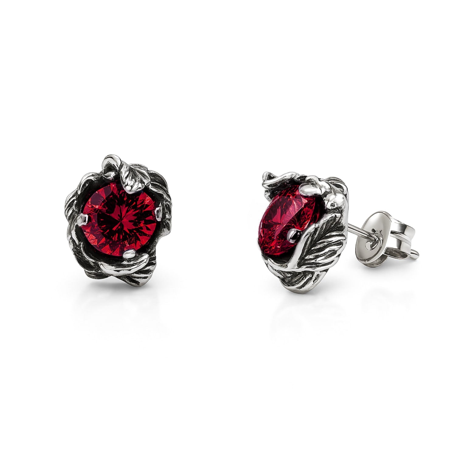 Coleus Circulus Unaloe Earrings Silver With Red Zirconia