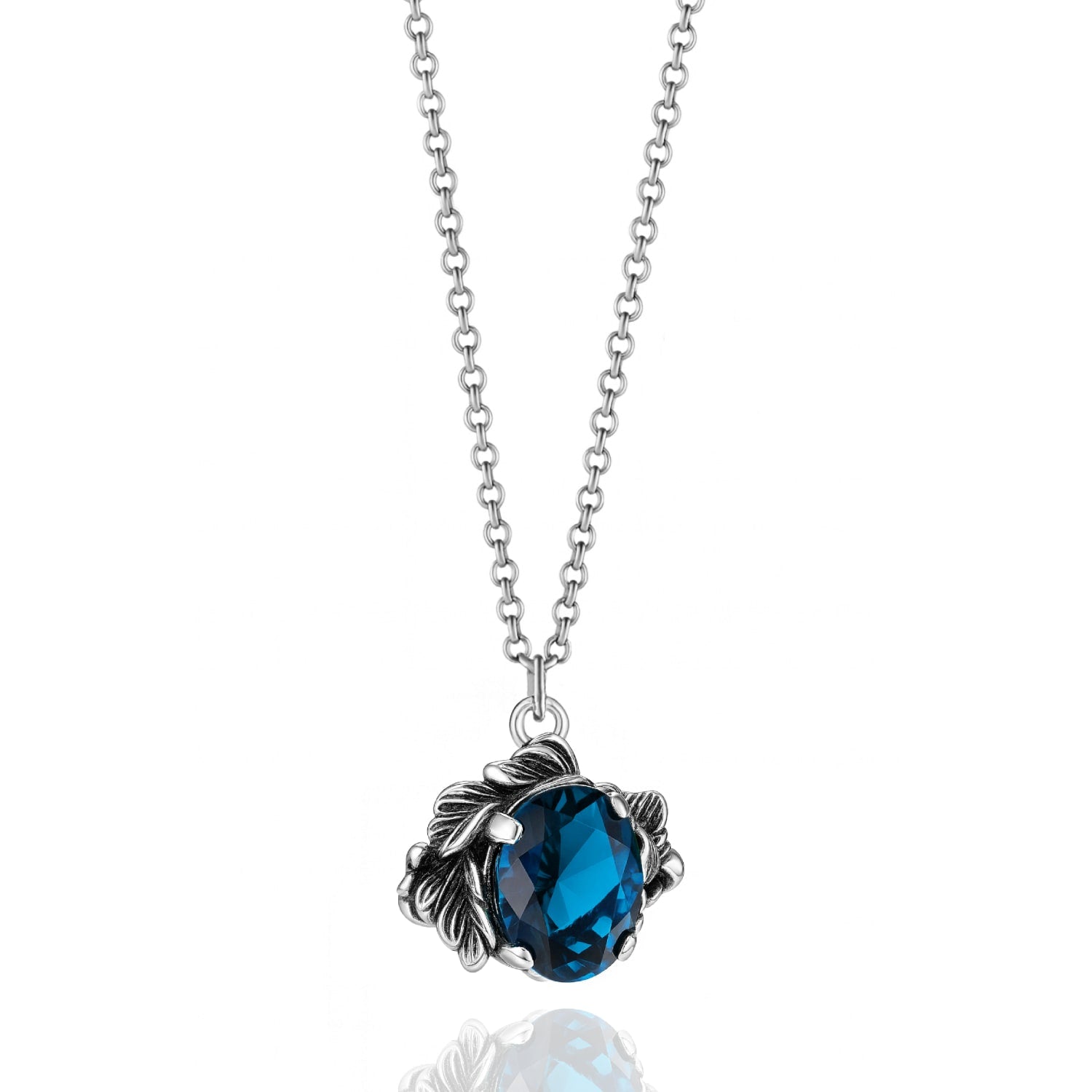 Coleus Ovalis Necklace Silver With Royal Blue Zirconia - Elegant Women's Jewelry