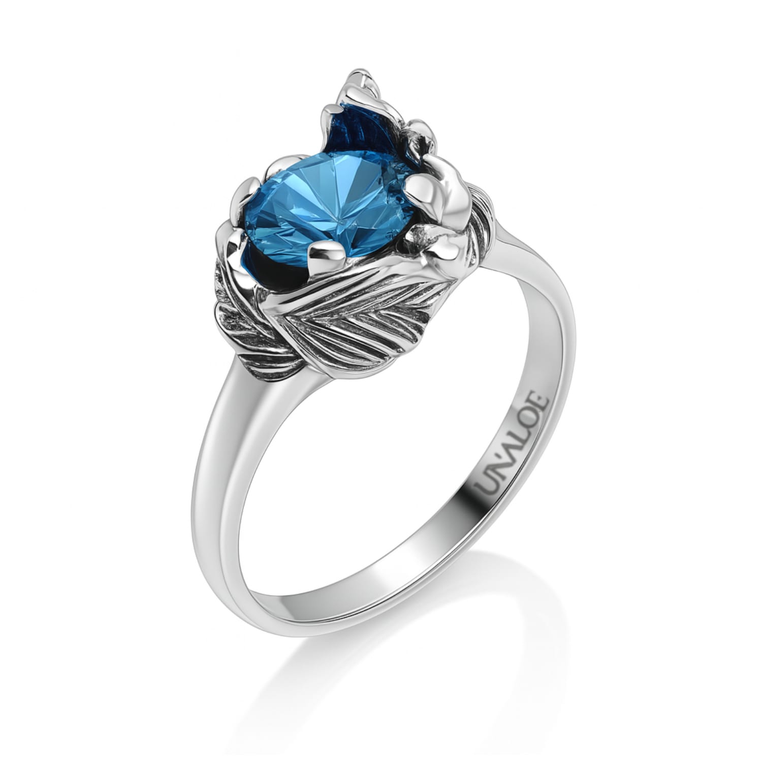Sterling Silver Ring With Royal Blue Zirconia Coleus– Unaloe Handmade Jewelry For Women