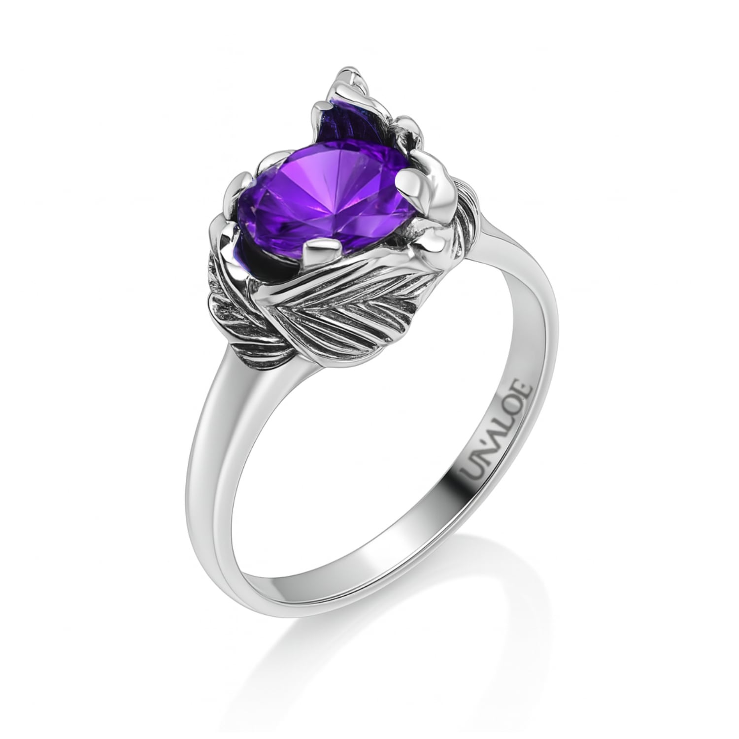 Sterling Silver Ring With Purple Zircon Coleus– Unaloe Handmade Jewelry For Women