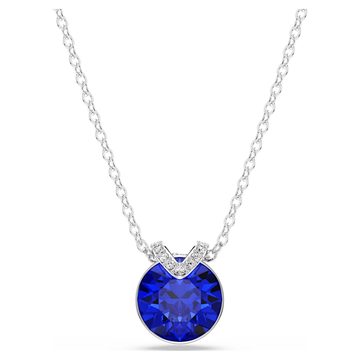 BELLA V PENDANT ROUND CUT BLUE RHODIUM PLATED