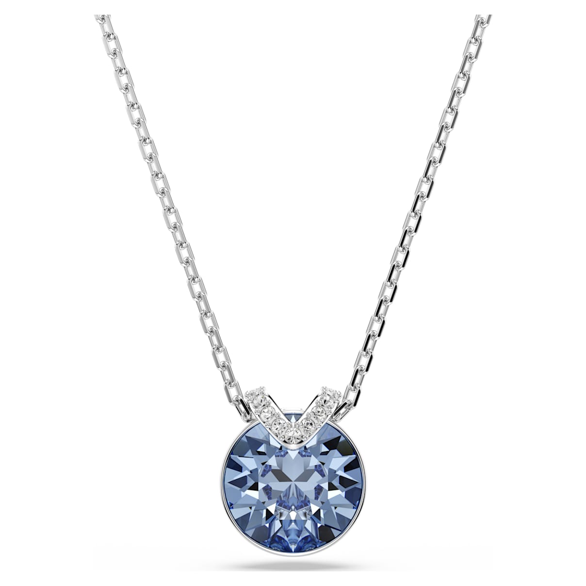 BELLA V PENDANT ROUND CUT BLUE RHODIUM PLATED