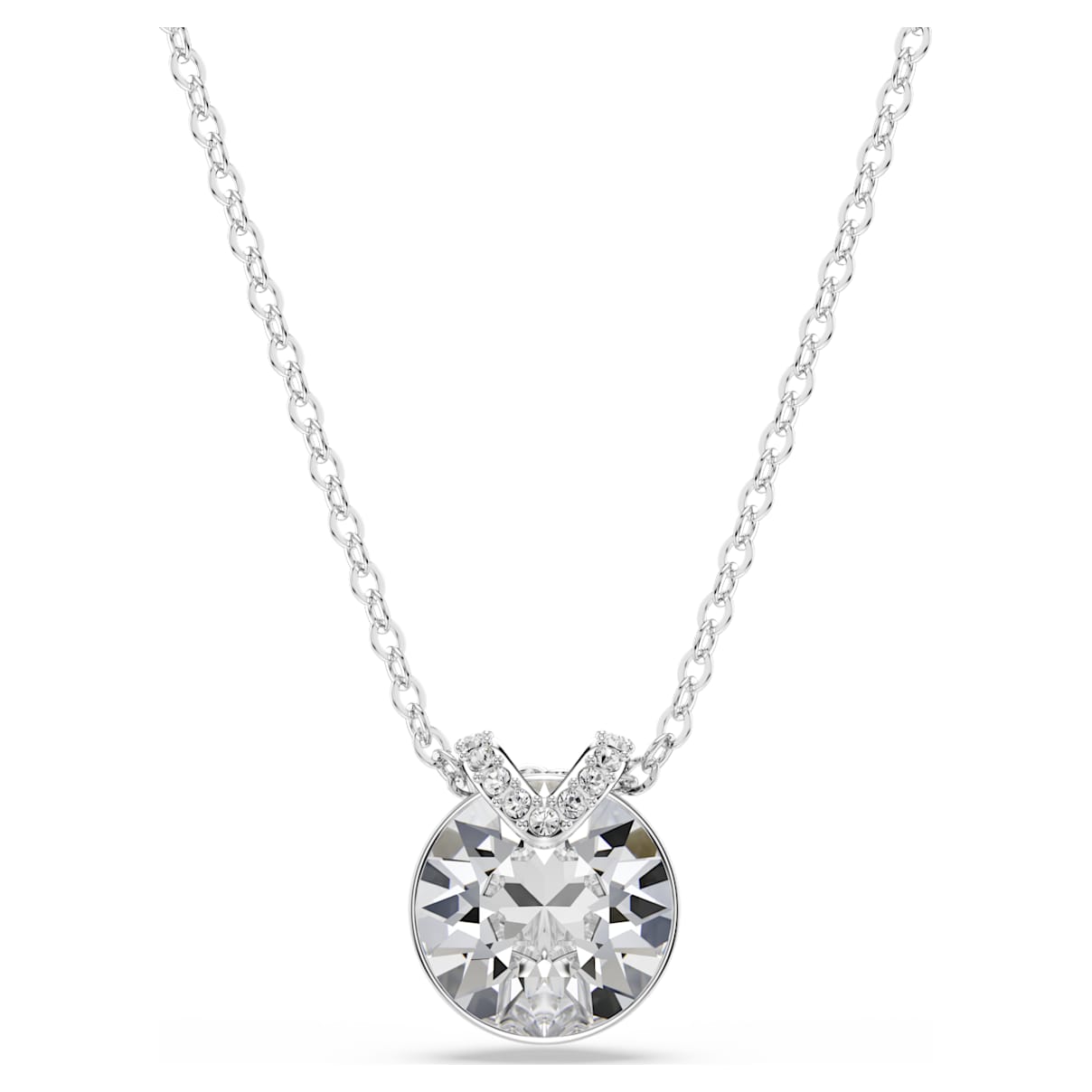 BELLA V PENDANT ROUND CUT WHITE RHODIUM PLATED