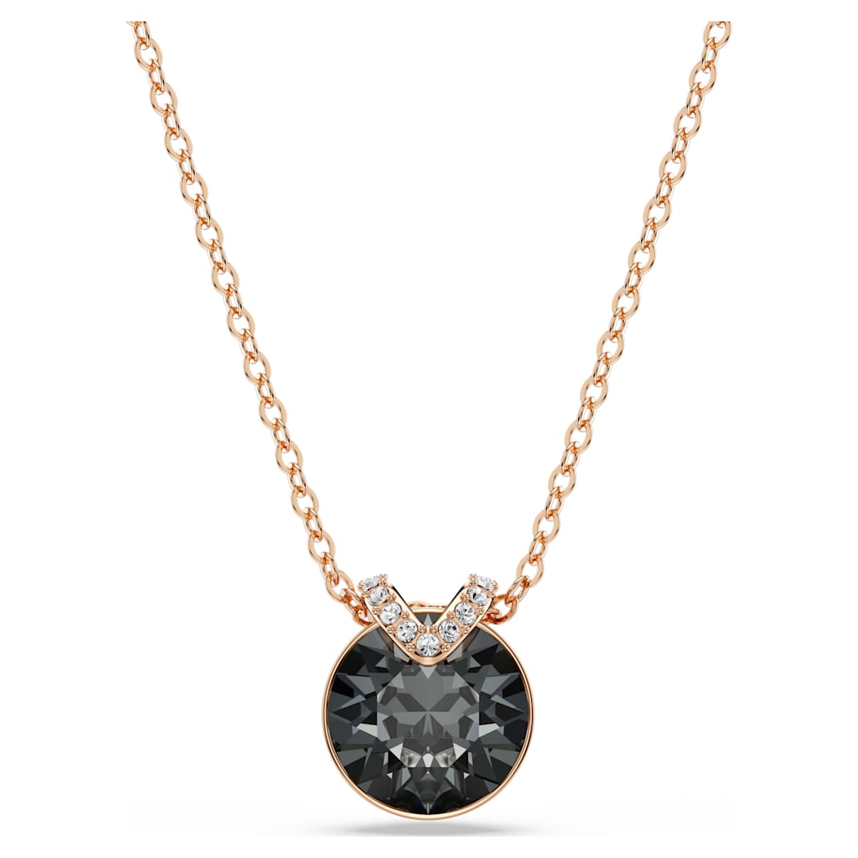 BELLA V PENDANT ROUND CUT GRAY ROSE GOLD TONE PLATED
