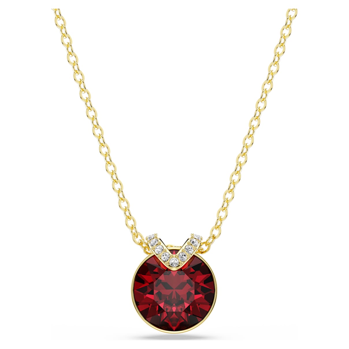 BELLA V PENDANT ROUND CUT RED GOLD TONE PLATED