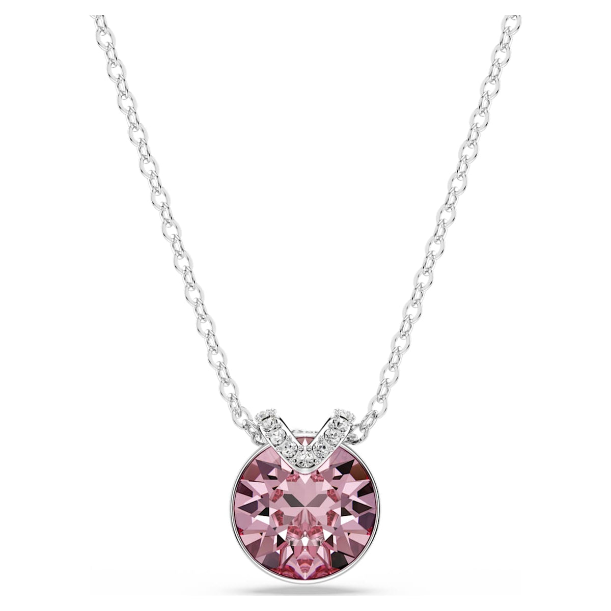BELLA V PENDANT ROUND CUT PINK RHODIUM PLATED