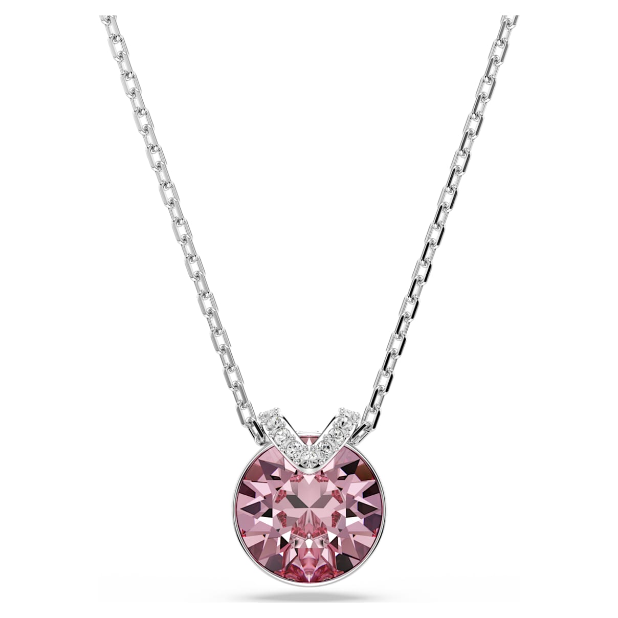 BELLA V PENDANT ROUND CUT PINK RHODIUM PLATED