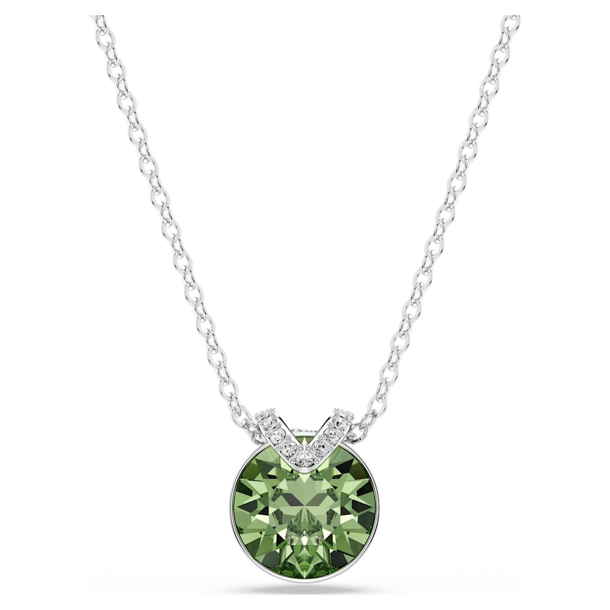 BELLA V PENDANT ROUND CUT GREEN RHODIUM PLATED