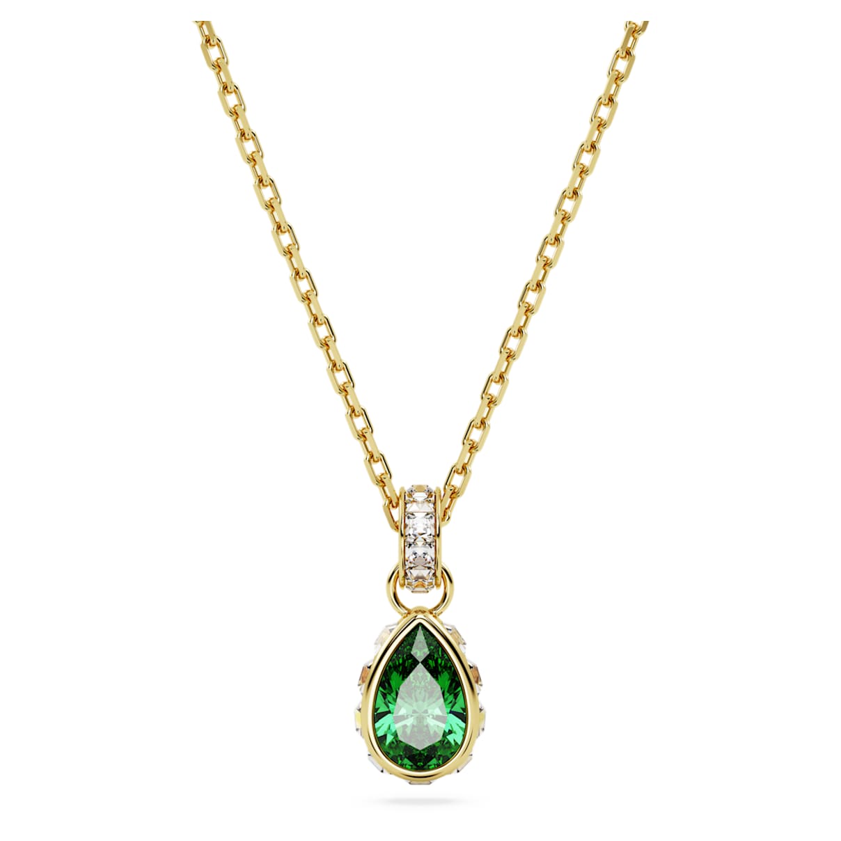 CHROMA PENDANT PEAR CUT GREEN GOLD TONE PLATED