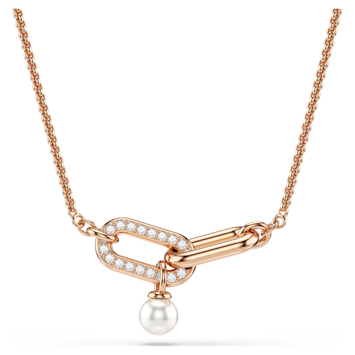 CONSTELLA PENDANT CRYSTAL PEARL ROUND CUT WHITE ROSE GOLD TONE PLATED
