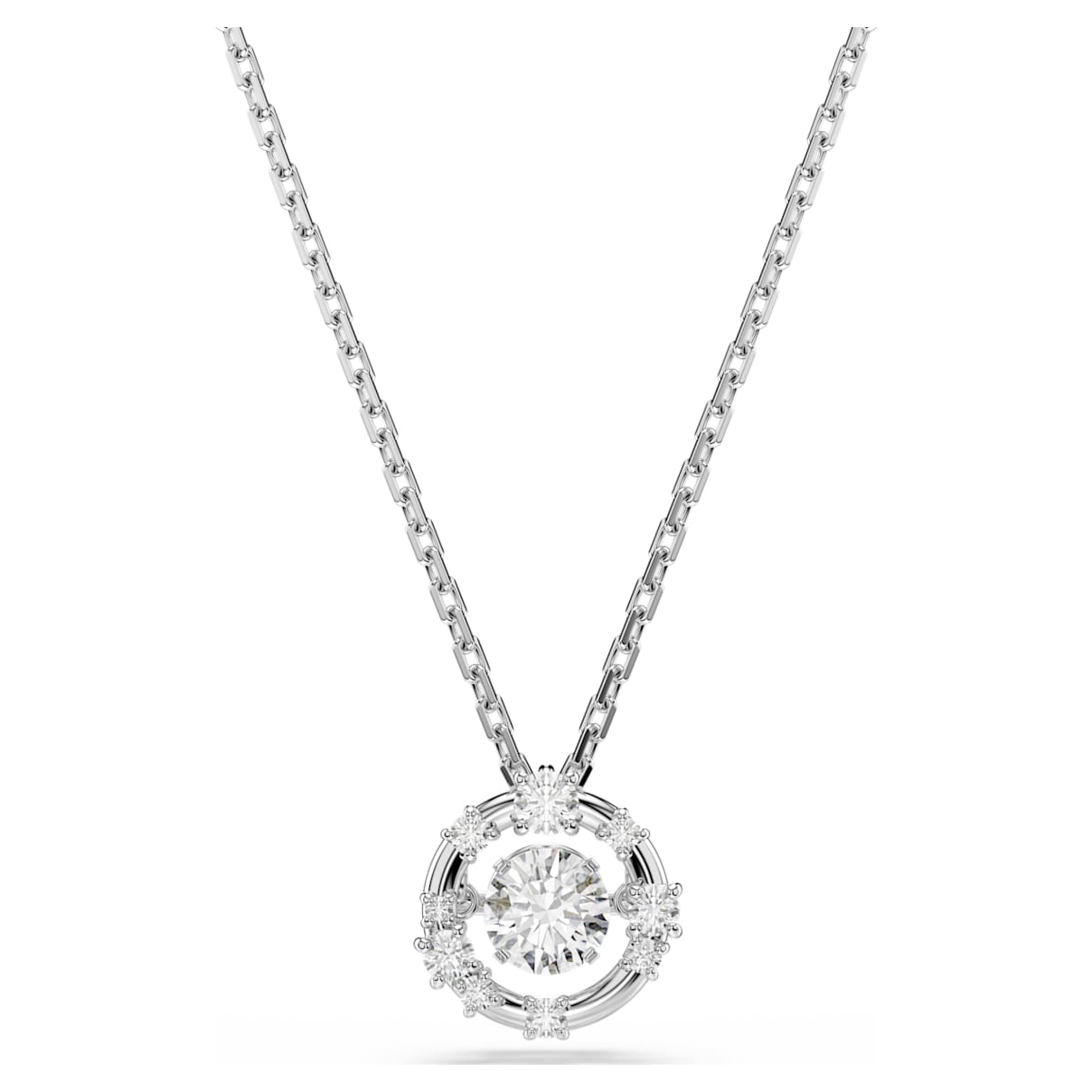CONSTELLA PENDANT ROUND CUT DANCING STONE WHITE RHODIUM PLATED