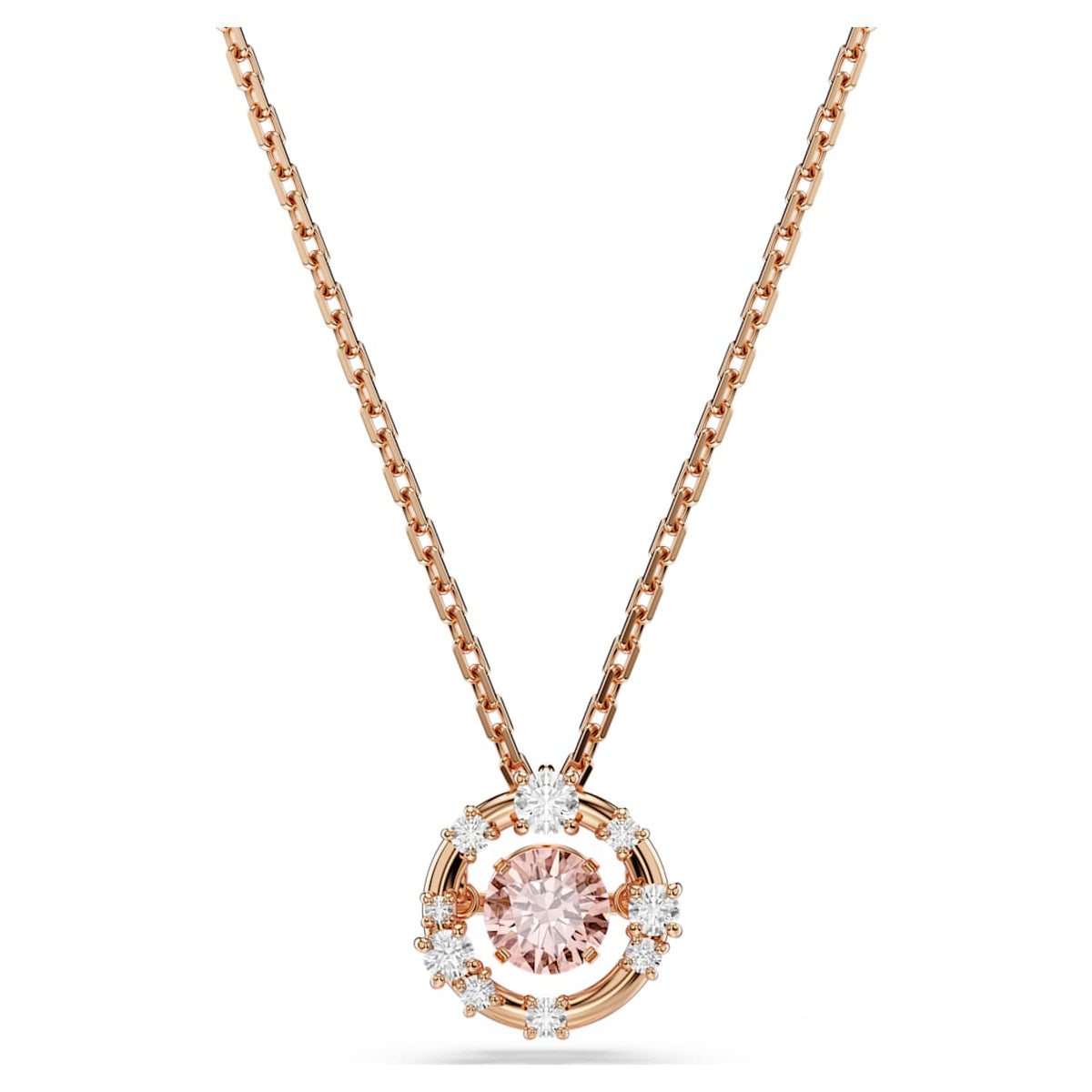 CONSTELLA PENDANT ROUND CUT DANCING STONE PINK ROSE GOLD TONE PLATED