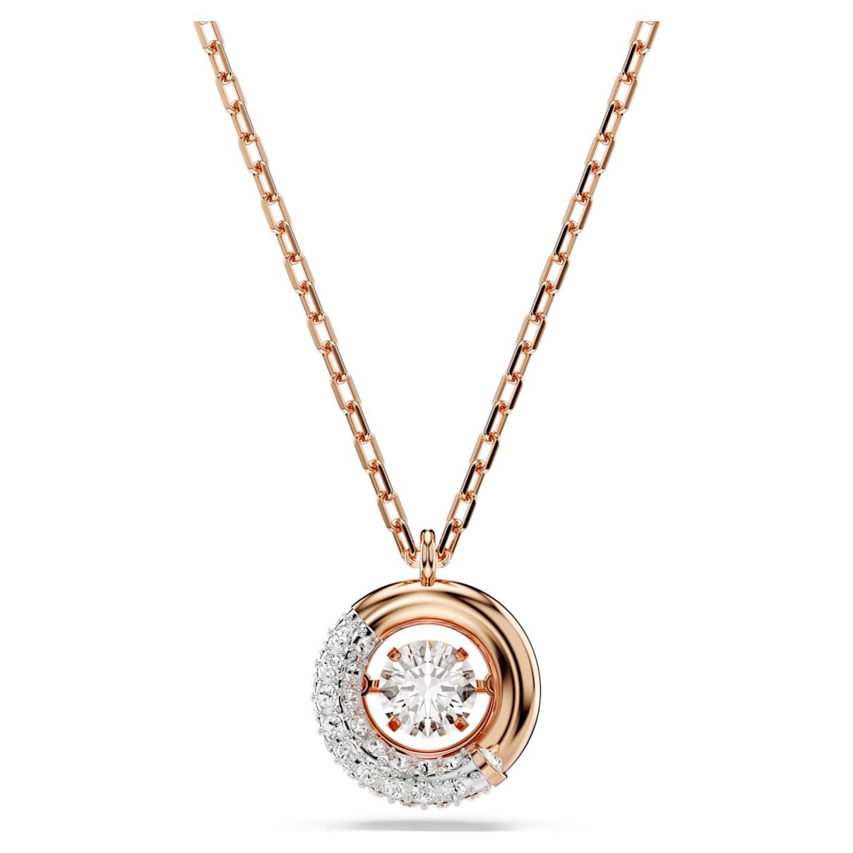 DEXTERA PENDANT ROUND CUT WHITE ROSE GOLD TONE PLATED