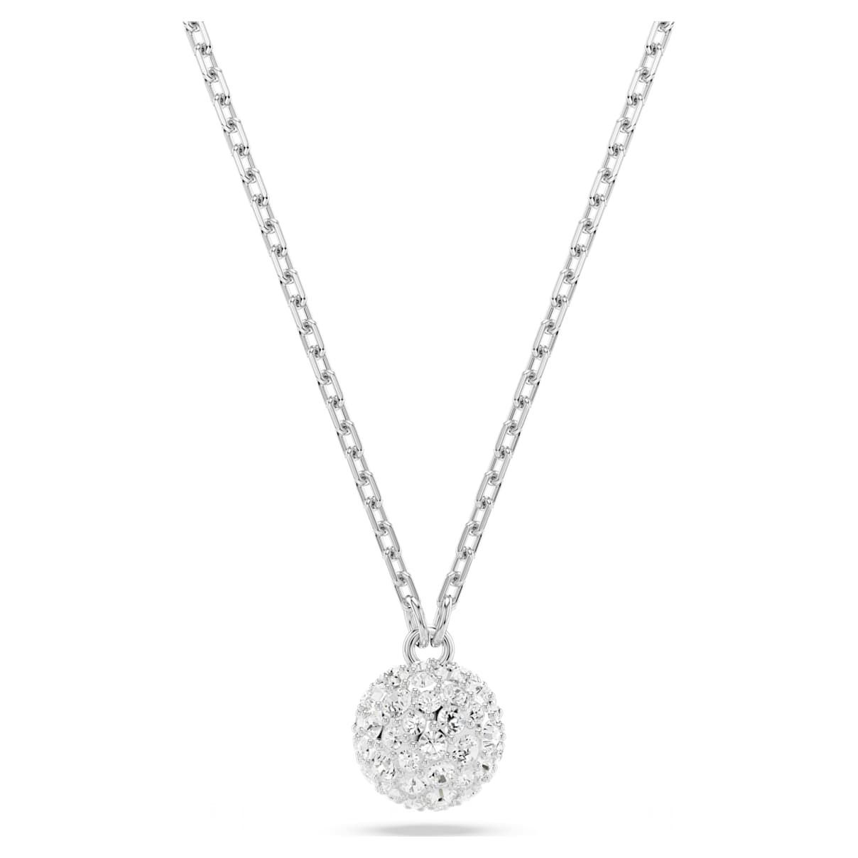 DEXTERA PENDANT ROUND CUT SPHERE WHITE RHODIUM PLATED