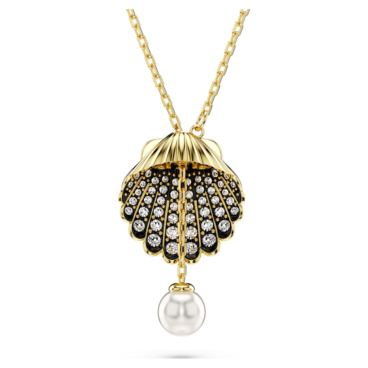 IDYLLIA Y PENDANT CRYSTAL PEARL SHELL WHITE GOLD TONE PLATED