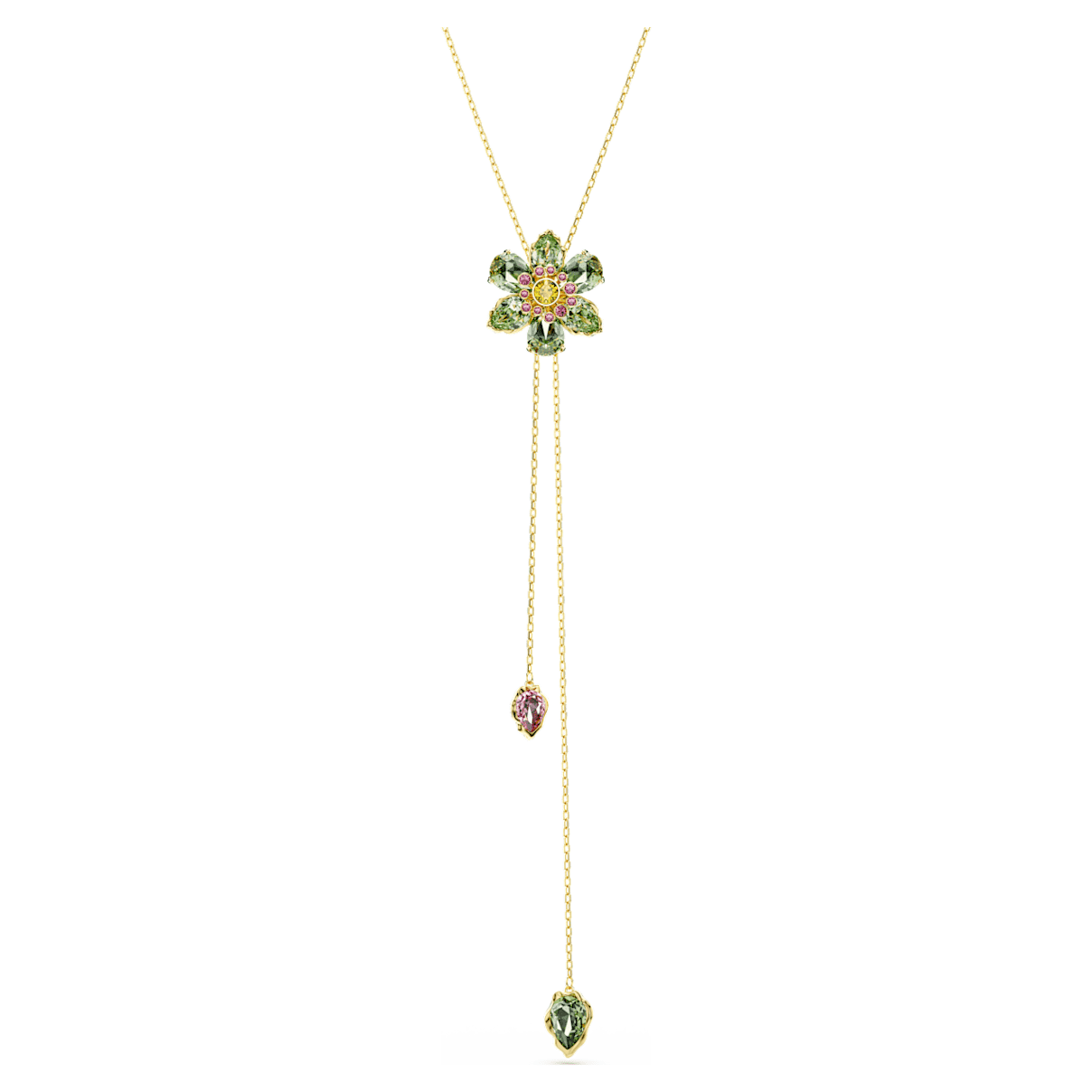 IDYLLIA Y PENDANT MIXED CUTS FLOWER MULTICOLORED GOLD TONE PLATED