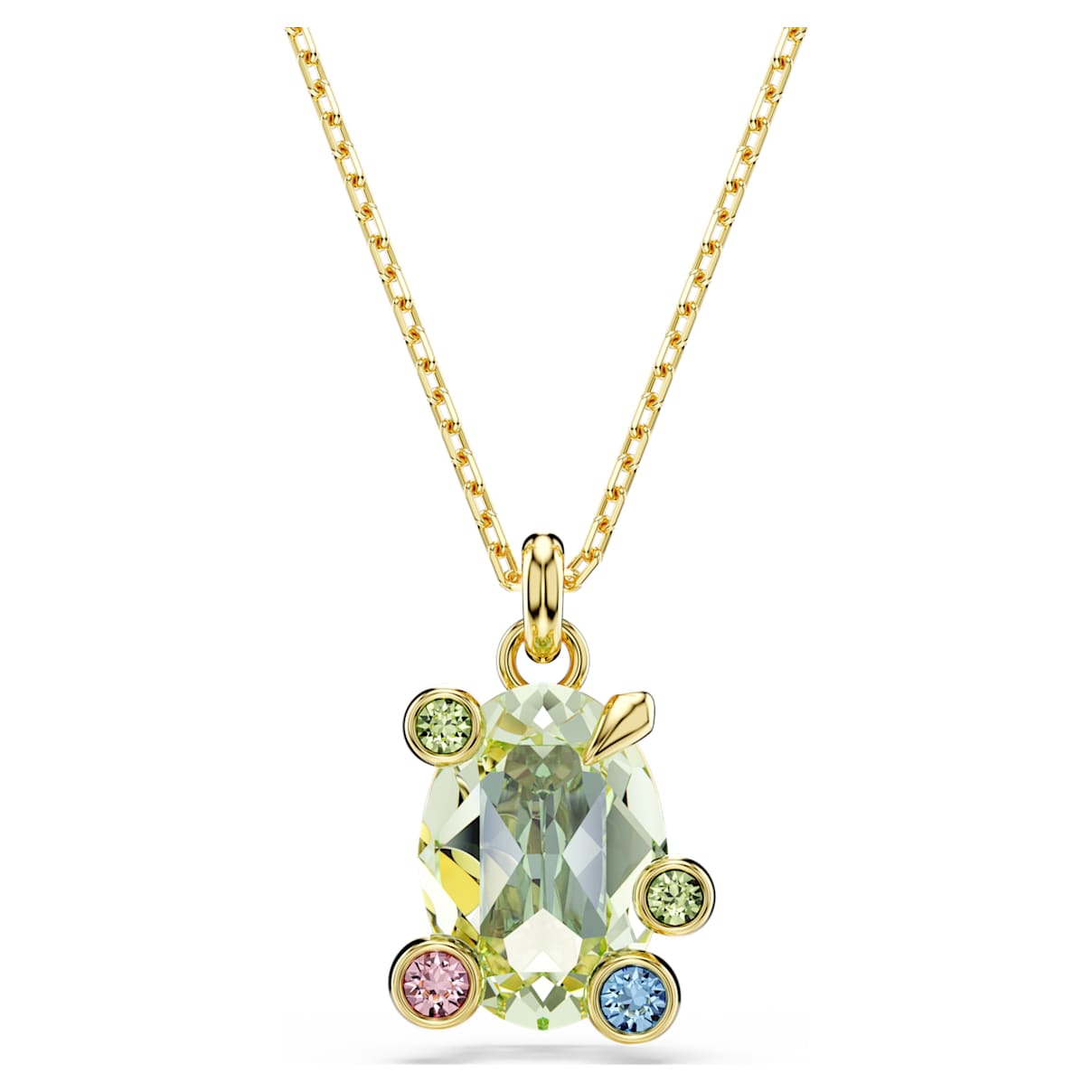 GEMA PENDANT MIXED CUTS MULTICOLORED GOLD TONE PLATED