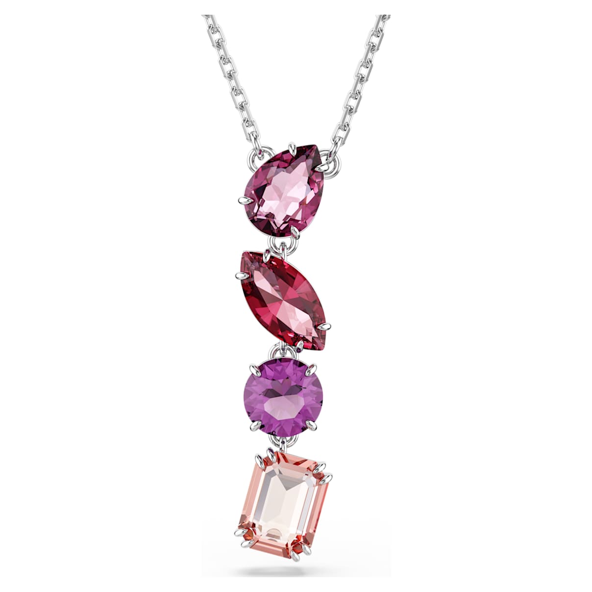 GEMA PENDANT MIXED CUTS PINK RHODIUM PLATED