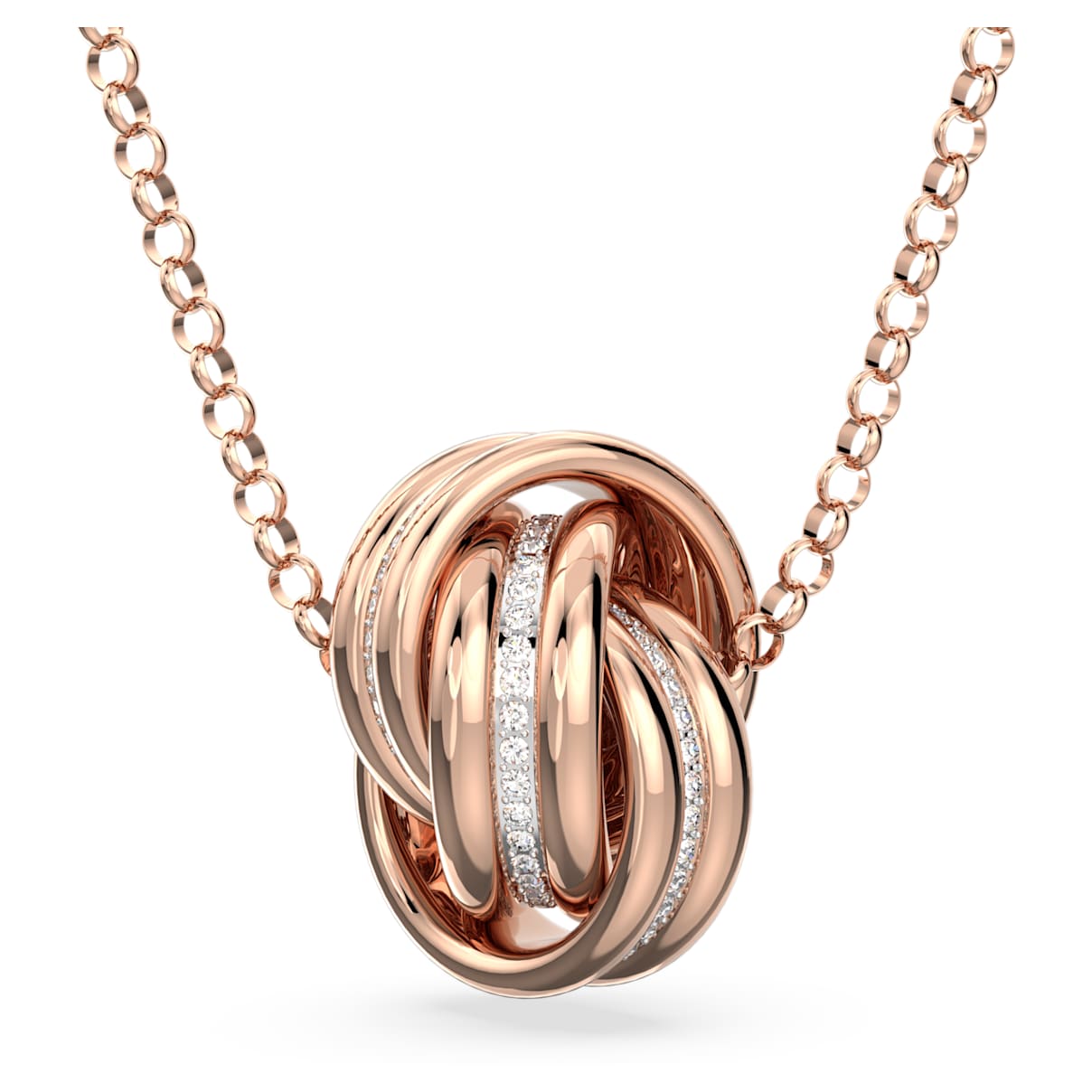 HYPERBOLA PENDANT INTERTWINED CIRCLES WHITE ROSE GOLD TONE PLATED