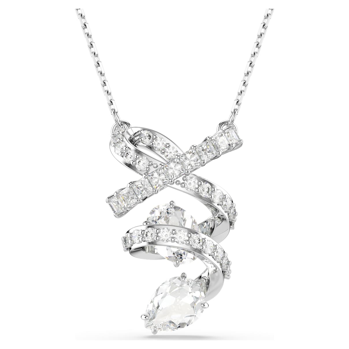 HYPERBOLA PENDANT MIXED CUTS WHITE RHODIUM PLATED